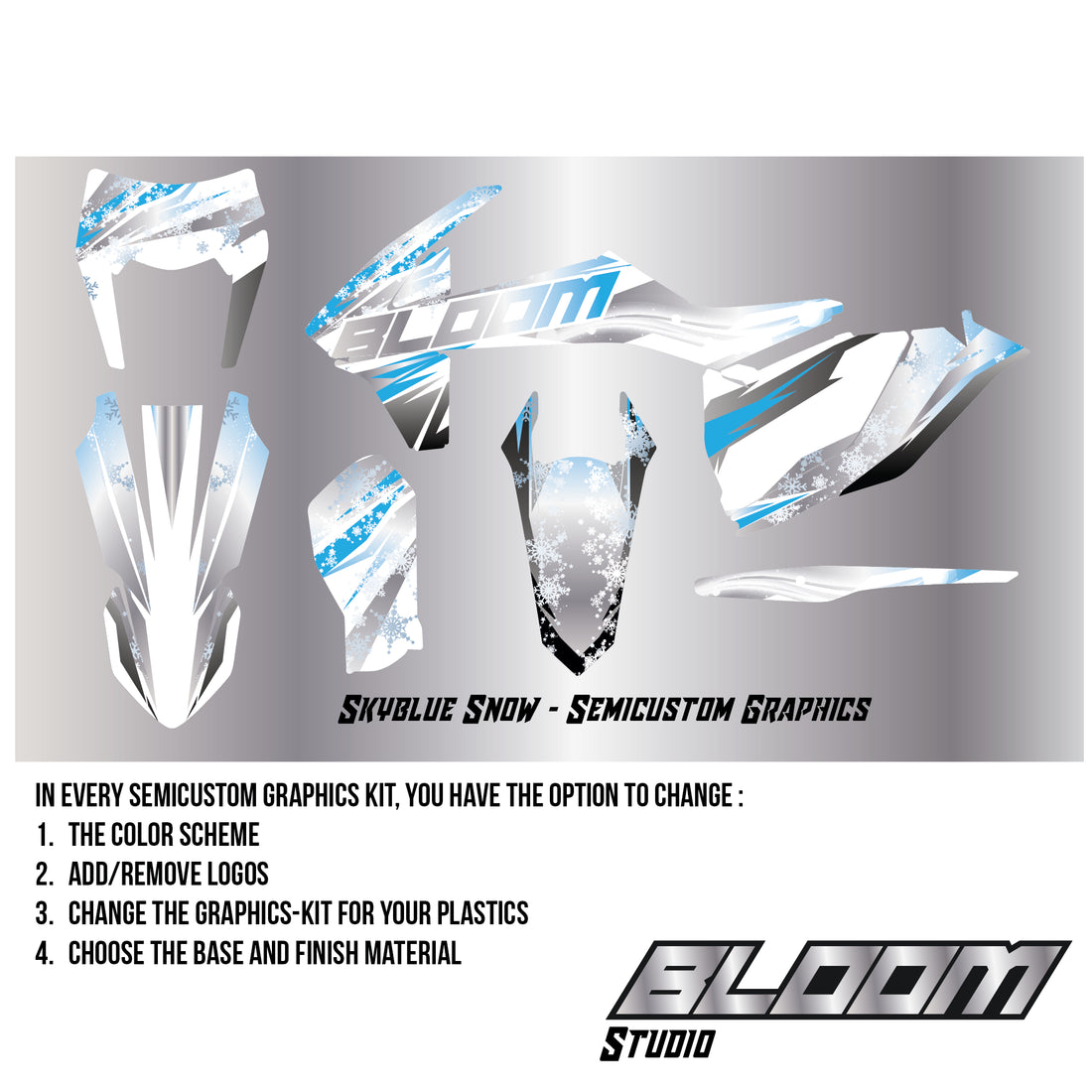 SkyBlue Snow- Semi-Custom Graphics Kit